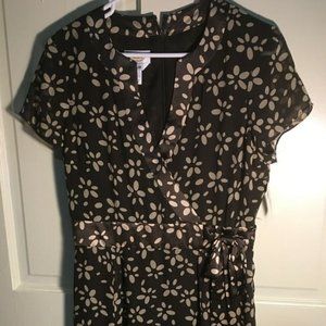 Talbots silk dress NEW brown floral size 10 flowy